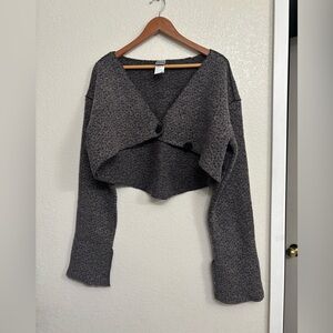 Y2K Vtg Lilith Leopard Cropped Bolero Cardigan Sweater Gray Grunge Coquette M